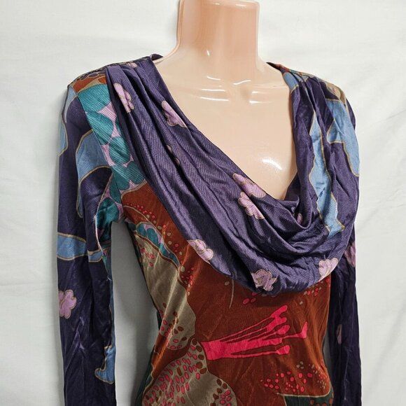 Pollini Made in Italy Cowl Neck Top Blouse Shirt Women Size 8 Long Sleeve - Picture 2 of 15